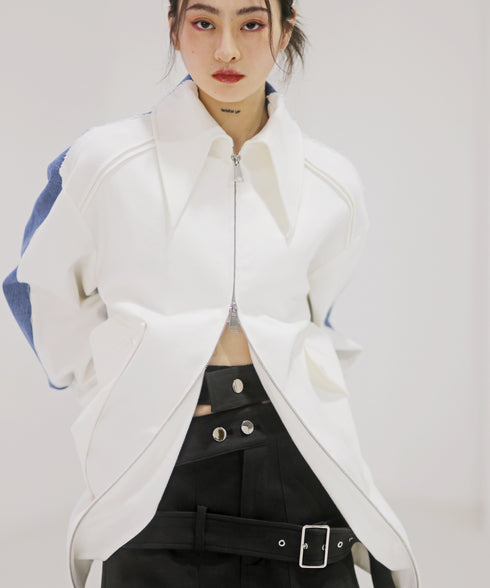 Dual-Tone Contrast Sleeve Jacket